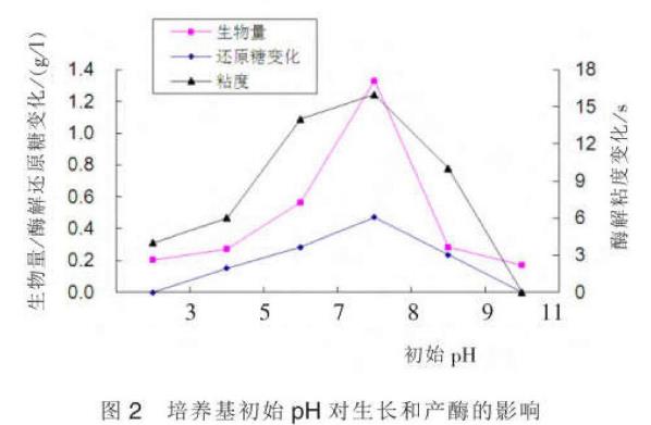 不同碳源、氮源、培养温度、PH值对褐藻酸降解菌AGN12菌生长及产酶的影响